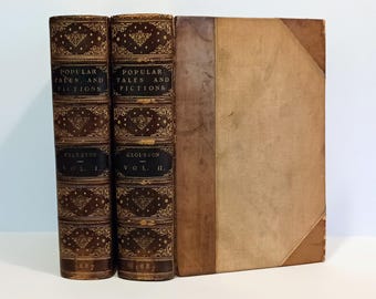 1887 Popular Tales and Fictions, 1st Edition, Custom Leather Binding, Dragons Ogres Demons Beasts Fairies Trolls Ghouls Serpents etc.