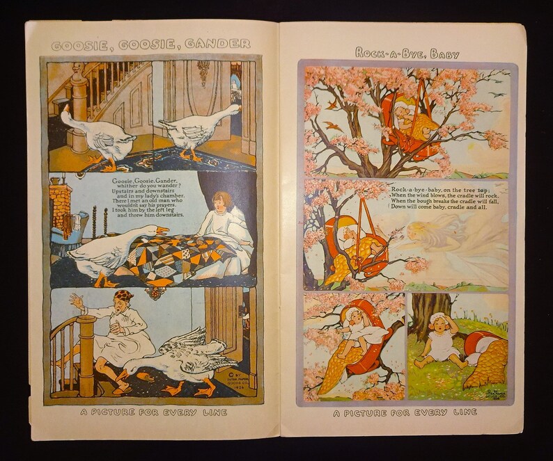 1926 OLD MOTHER GOOSE Nursery Rhymes, Color Illustrations, Jack & Jill, Mary Had a Little Lamb, Little Miss Muffet, Old King Cole, etc. image 4