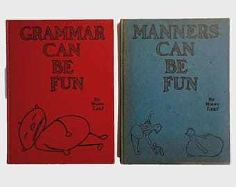 1937 Munro Leaf SIGNED X2 - "Manners Can Be Fun" with "Grammar Can Be Fun", Illustrated