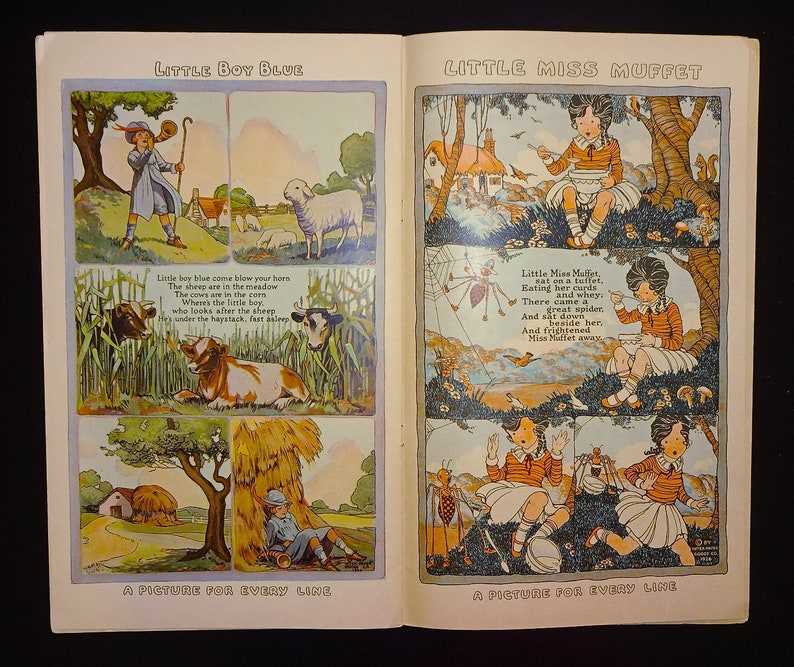 1926 OLD MOTHER GOOSE Nursery Rhymes, Color Illustrations, Jack & Jill, Mary Had a Little Lamb, Little Miss Muffet, Old King Cole, etc. image 7