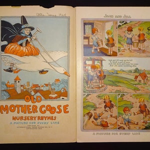 1926 OLD MOTHER GOOSE Nursery Rhymes, Color Illustrations, Jack & Jill, Mary Had a Little Lamb, Little Miss Muffet, Old King Cole, etc. image 2