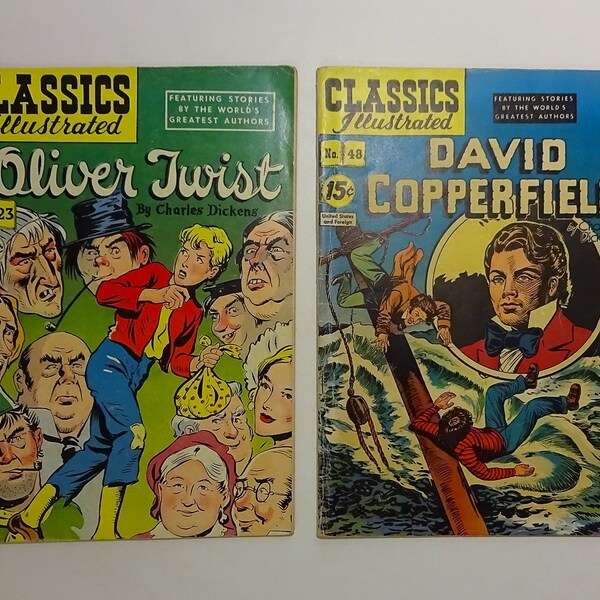 1940's CHARLES DICKENS Classics Illustrated - David Copperfield & Oliver Twist