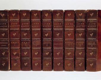 1906 The Complete Works of JANE AUSTEN, C.E. & H.M. Brock Color Illustrations, Fine Leather Binding, 11/12 Volumes