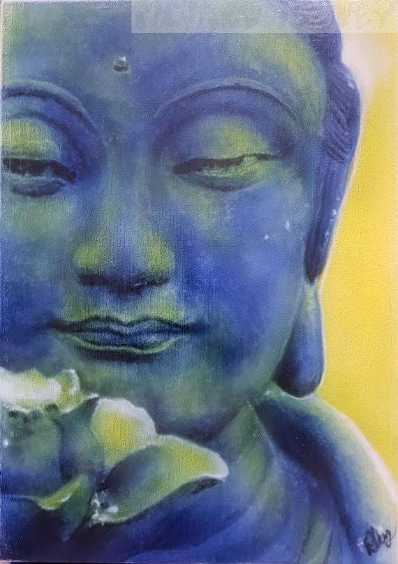 Buddha Airbrush Auf A3 Grosse Leinwand 297 Mm 4 Mm 1169 Etsy