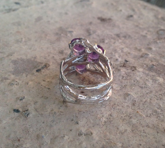 Natural Amethyst In 925 Sterling Solid Silver Beautiful Vintage Ring - Foto 3