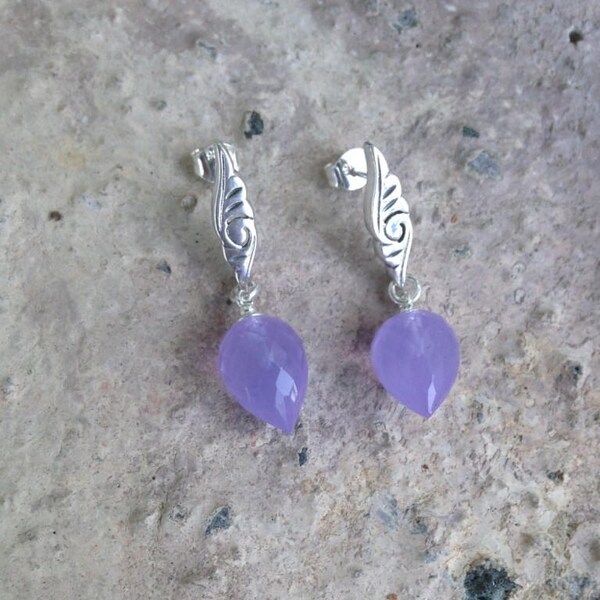 Purple Jade Earrings Etsy