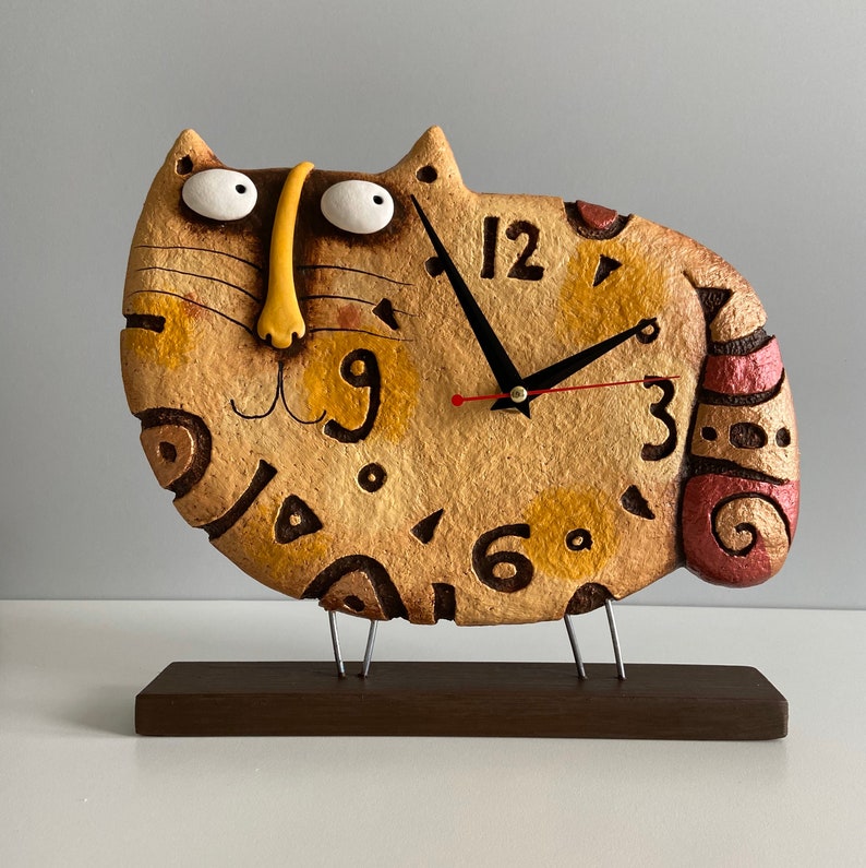 Cat clock desk clock designer clock table clock paper Etsy