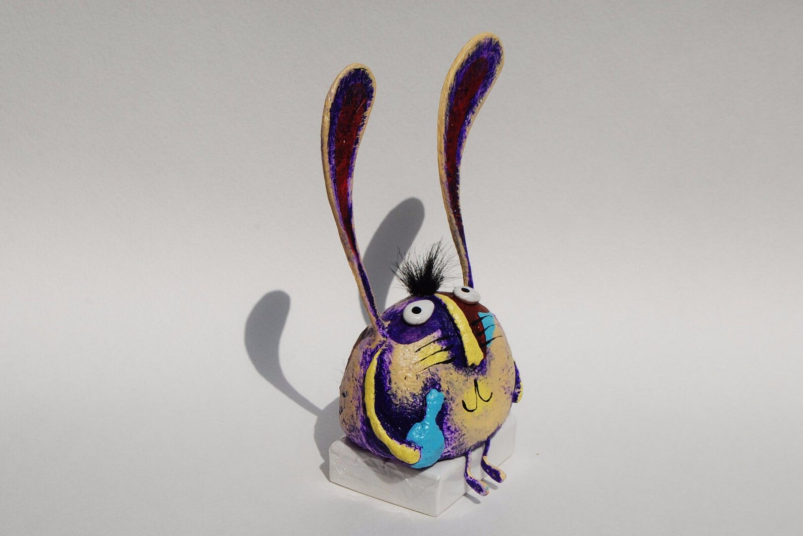 Rabbit figurine paper mache statuette cute bunny animal Etsy