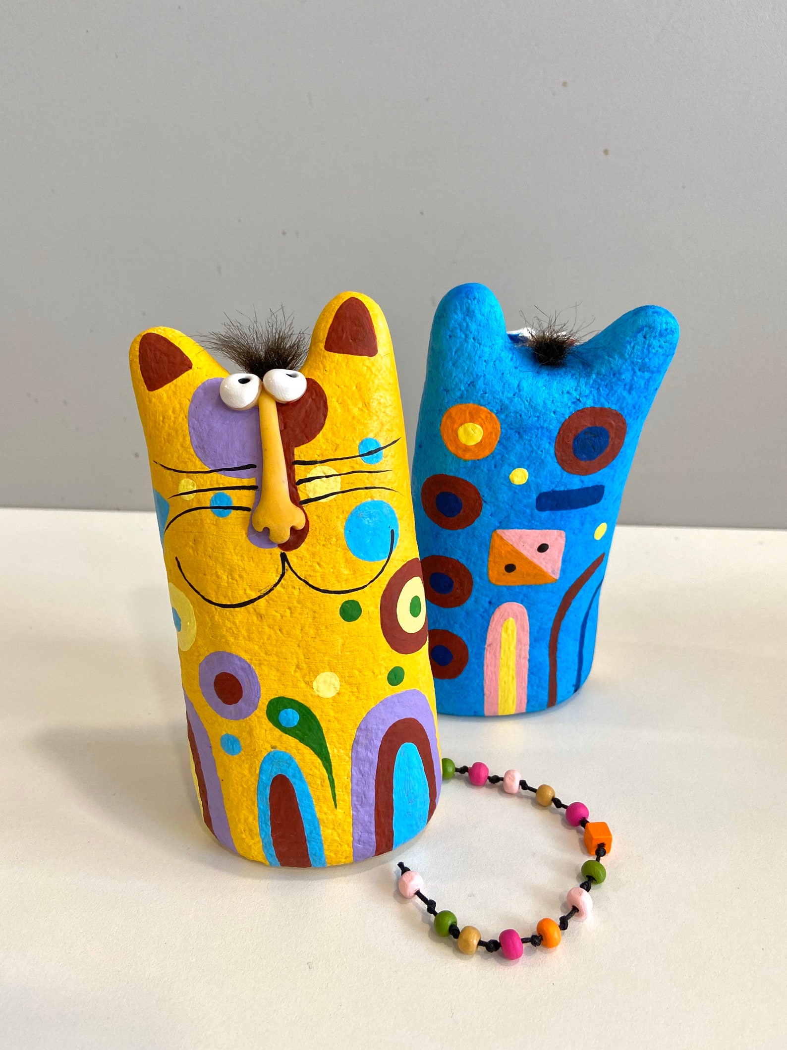 Cat figurine paper mache sculpture collectible cat handmade Etsy