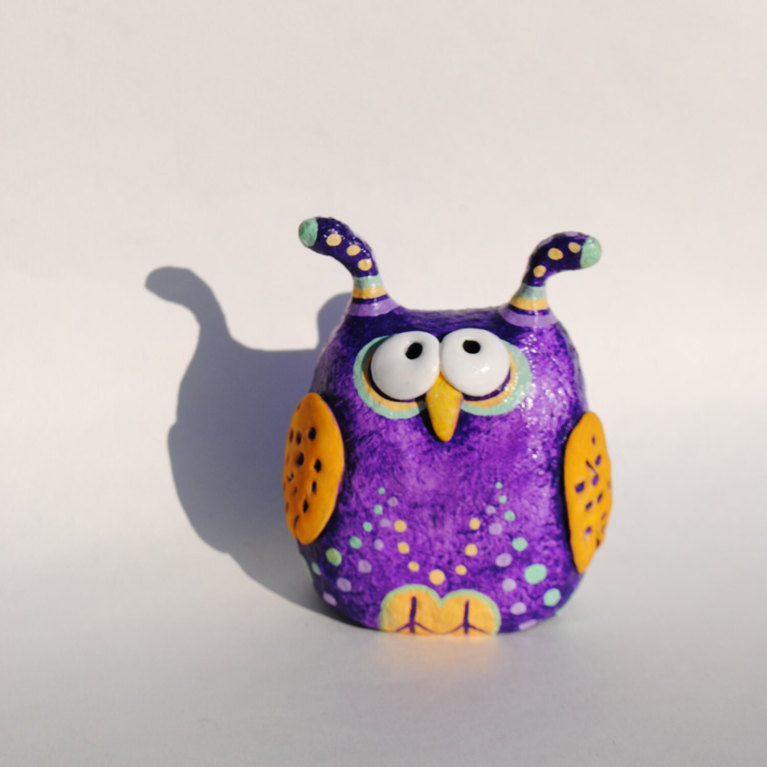 Owl figurine paper mache owl sculpture collectible owl Etsy