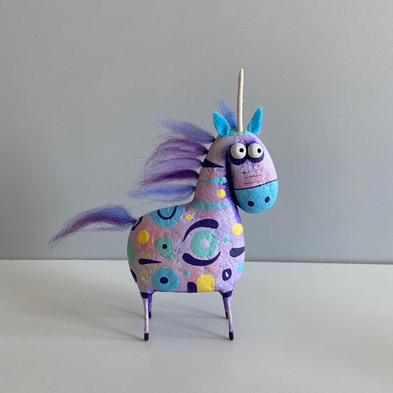 Magic Unicorn Paper Mache Statuette Etsy