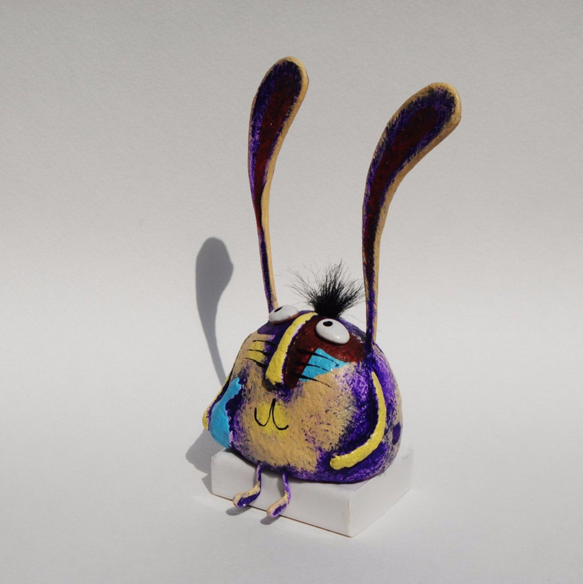 Rabbit figurine paper mache statuette cute bunny animal Etsy