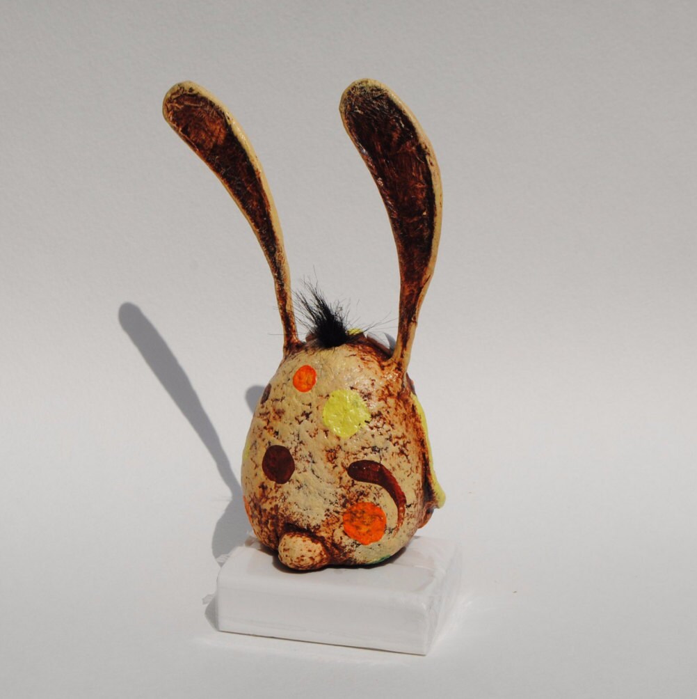 Rabbit figurine paper mache statuette cute bunny animal Etsy