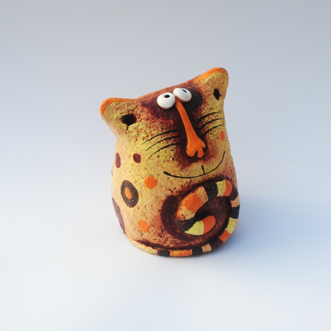 Cat figurine paper mache cat statuette cat miniature paper Etsy