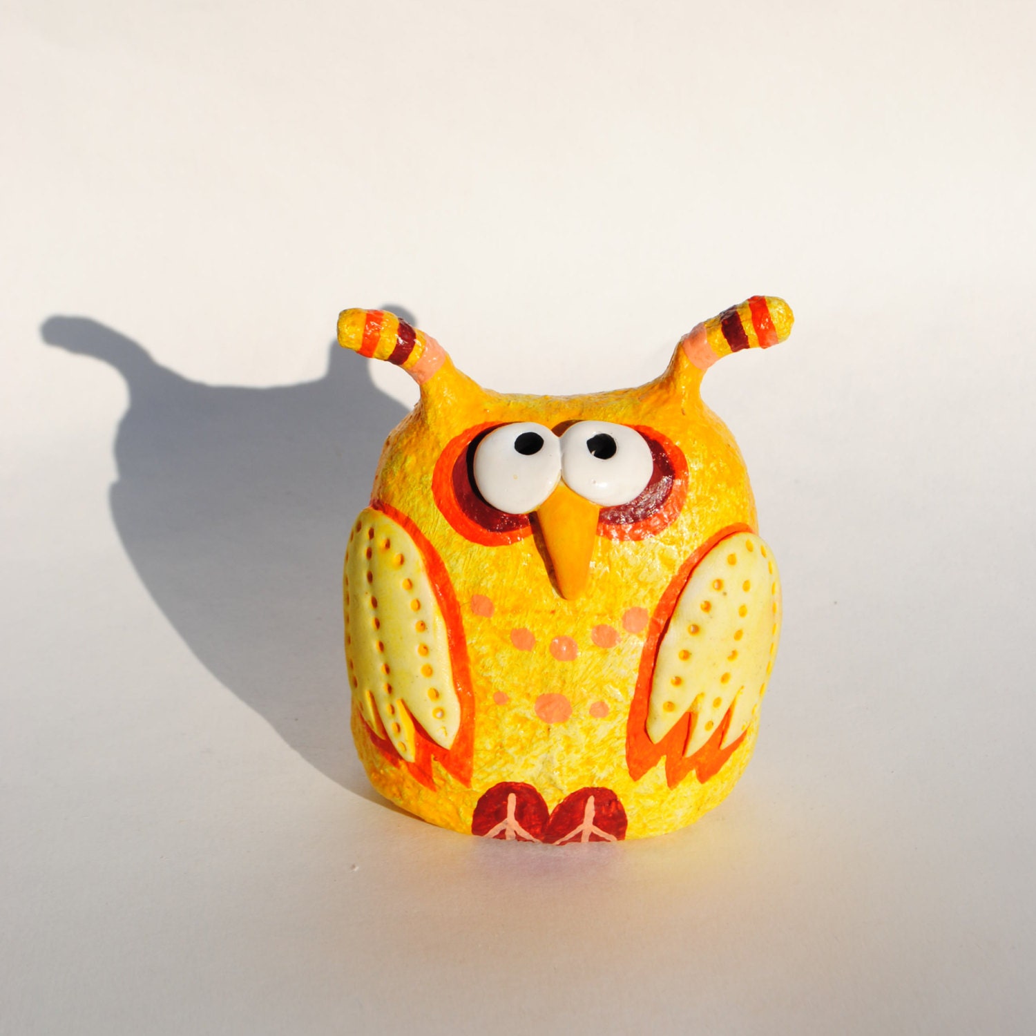 Owl figurine paper mache owl sculpture collectible owl Etsy