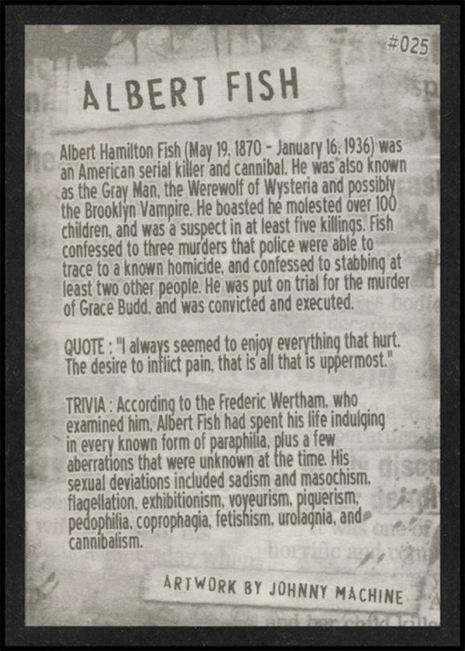 Albert Fish is Card Number 25 from the Original Serial Killer Etsy