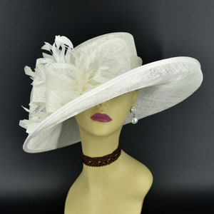 M4002 ( Ivory hat ) Kentucky Derby hat, Church hat, Wedding hat, Easter hat, Mother of Bride hat, Royal Ascot hat, Med Brim Sinamay Hat