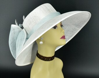 Cappello Sinamay Anna Wang Bianco Sporco | Tesa Larga Per Matrimonio E Kentucky Derby - Foto 4
