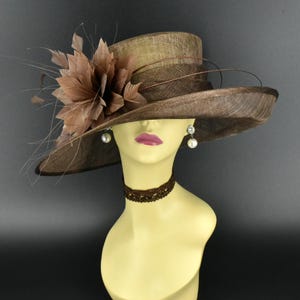 L17 ( Dark Brown/Coffee hat ) Kentucky Derby hat, Church hat, Wedding hat, Easter hat, Tea Party hat, Royal Ascot hat Med Brim Sinamay Hat