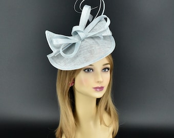 M813 ( Light powder blue ) Kentucky Derby, Wedding, Easter, Tea Party, Royal Ascot Sinamay Headband Medium Fascinator Cocktail