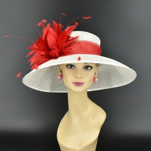 SD17( White+ More colors Options )Kentucky Derby Hat Church Hat Wedding Hat Easter Hat Tea Party Hat Wide Brim Sinamay Hat