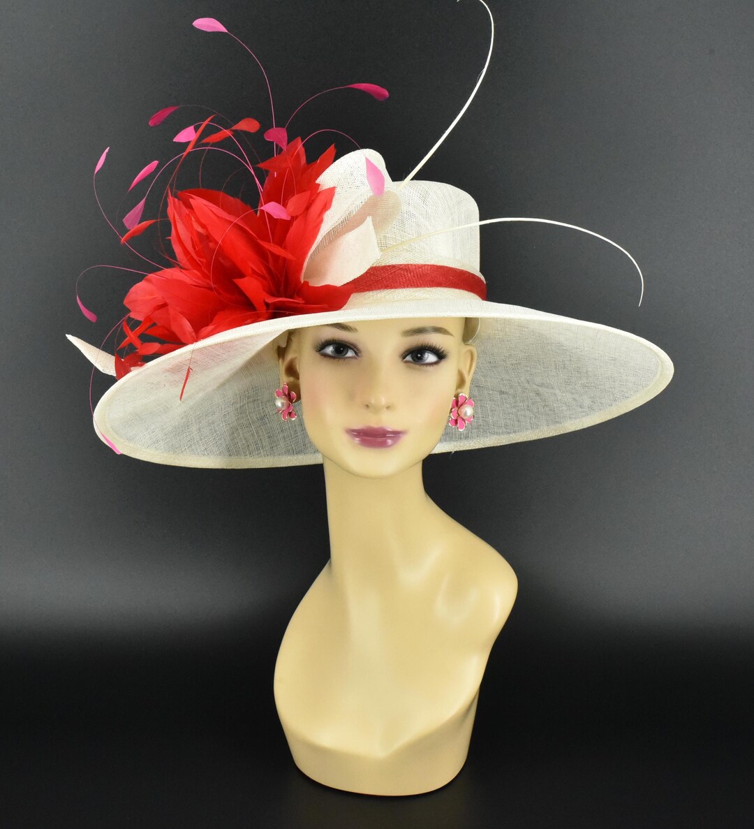 4369 British Retro Felt Hat Women Rhinestone Floral Church Derby Classic il_1080xN.6764996445_mnlc.jpg main image 4