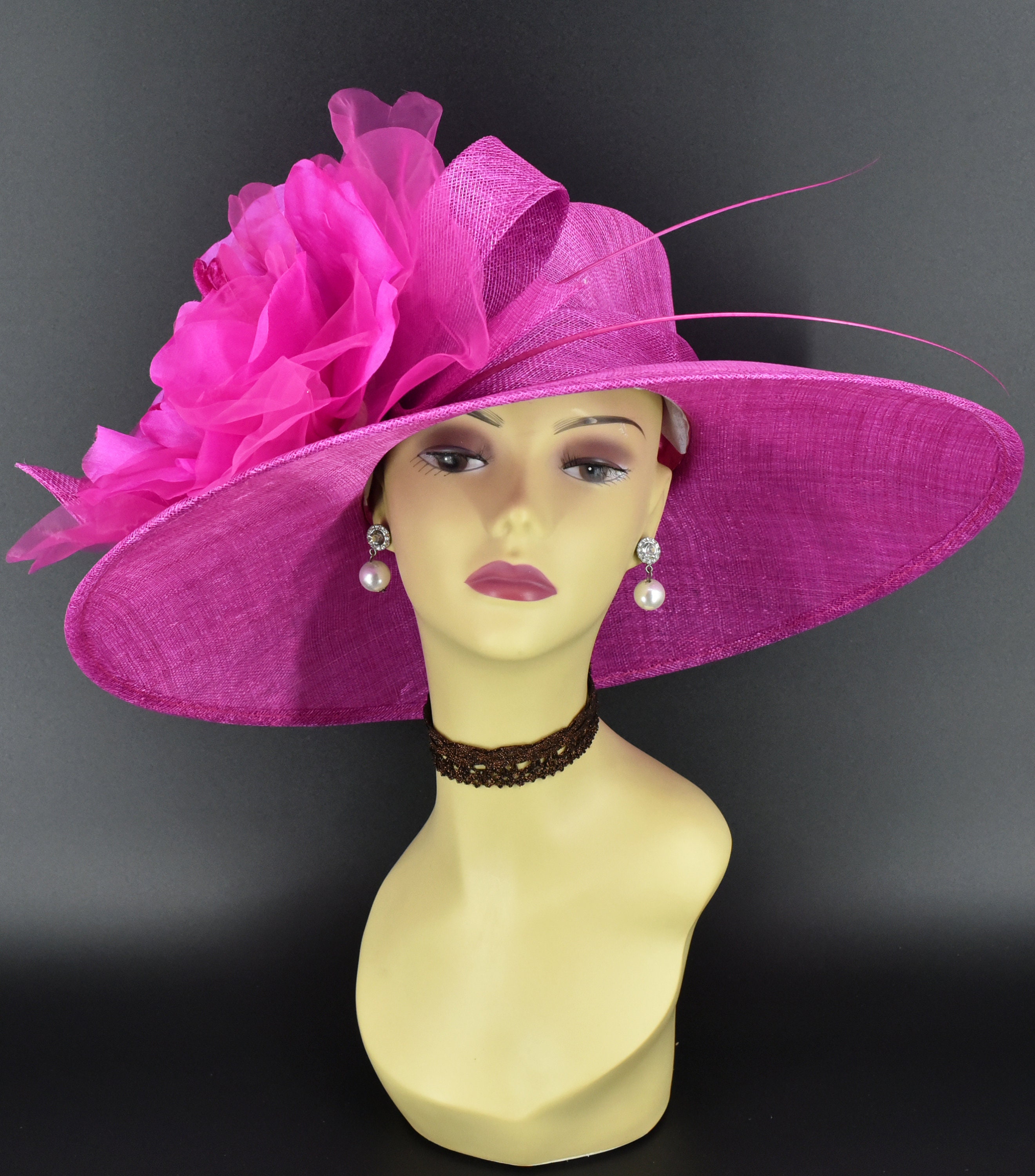 M831 ( Fuchsia Hat ) Kentucky Derby Hat, Church Hat, Wedding 