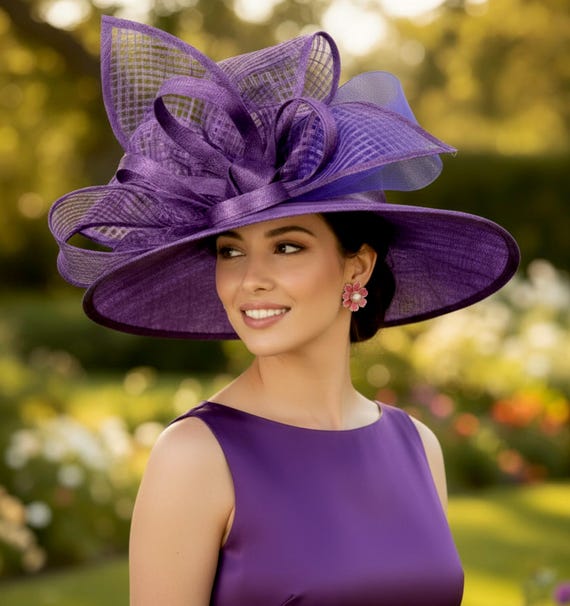 M22021( Purple ) Kentucky Derby Hat, Wedding Hat, Easter Hat  display picture 3