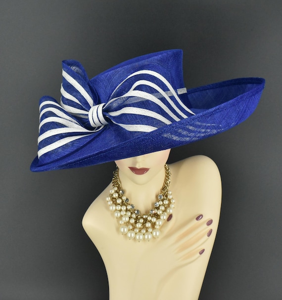 Striped Kentucky Derby Hat Church Tea Occasion Headwear Visland Lady Derby Dress Church Cloche Hat Wide Brim  main image 2