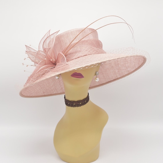 M489( Blush Pink)kentucky Derby Hat, Church Hat, Wedding Hat  display picture 1