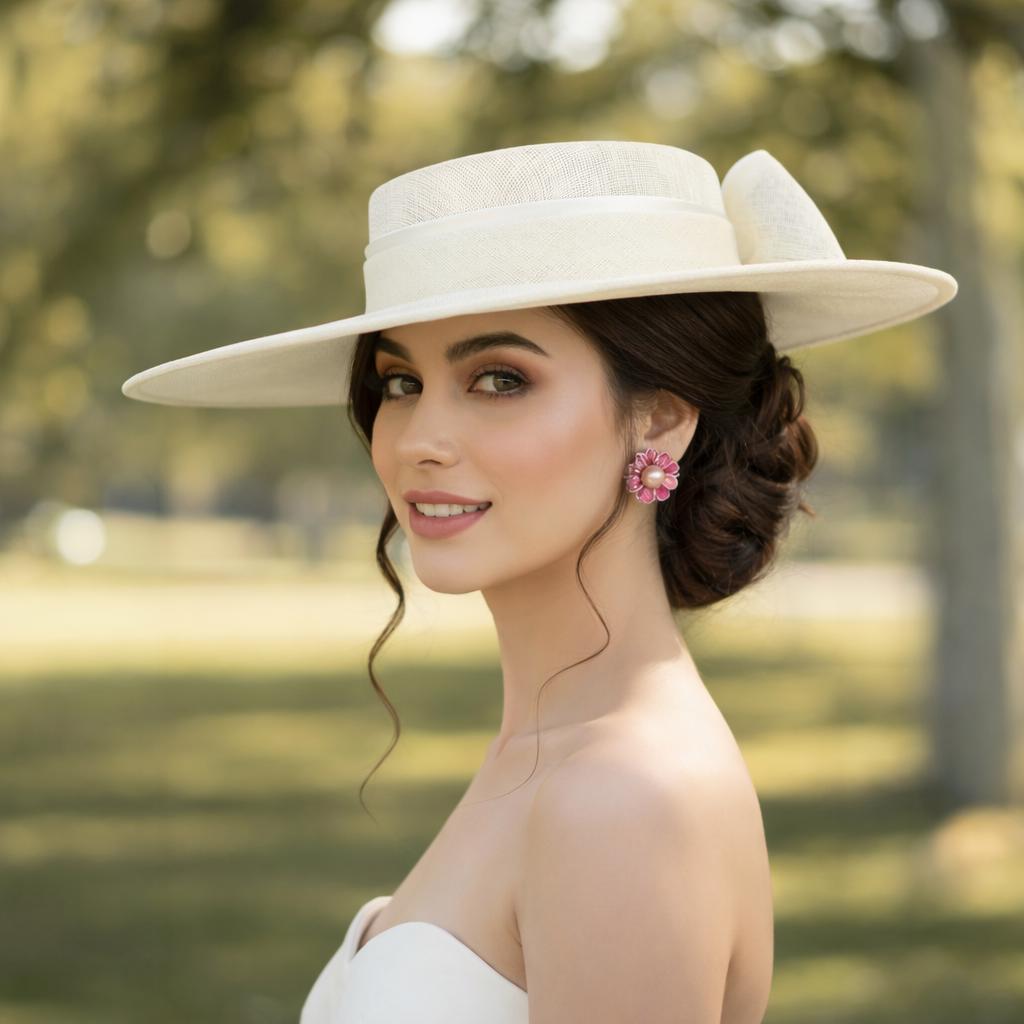 Beautiful Ivory Wool w/Black Lace Trim Church Dress Hat M22019 ( Black/ivory ) Kentucky Derby Hat Church Hat Wedding  main image 4