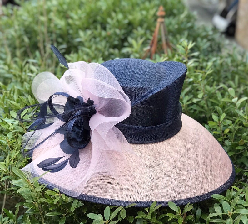 M826 Navy/pale Pink high Quality Kentucky Derby Hat Church - Etsy