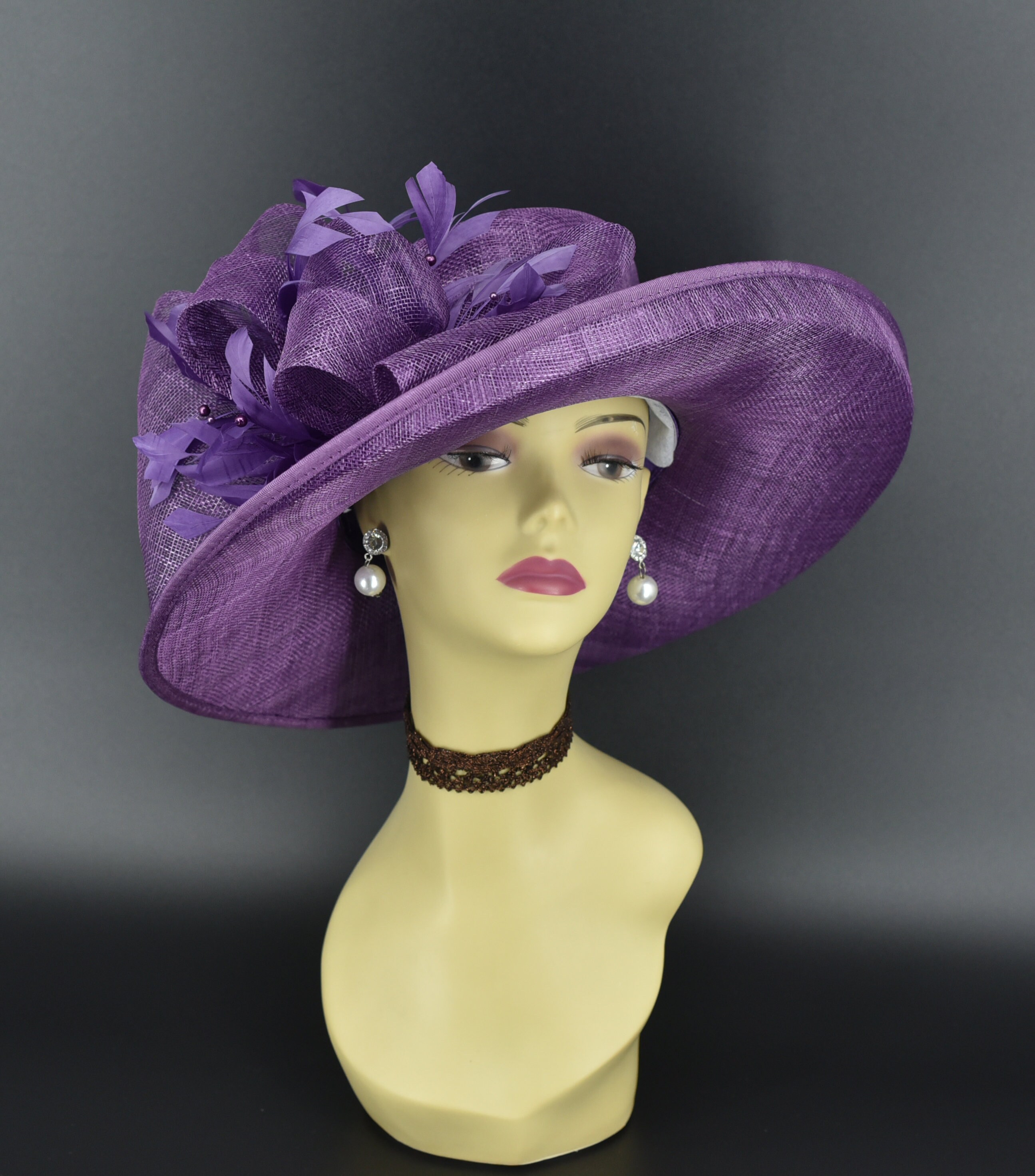 M4002 ( Purple Hat ) Kentucky Derby Hat, Church Hat, Wedding M4002 ( Purple Hat ) Kentucky Derby Hat, Church Hat, Wedding