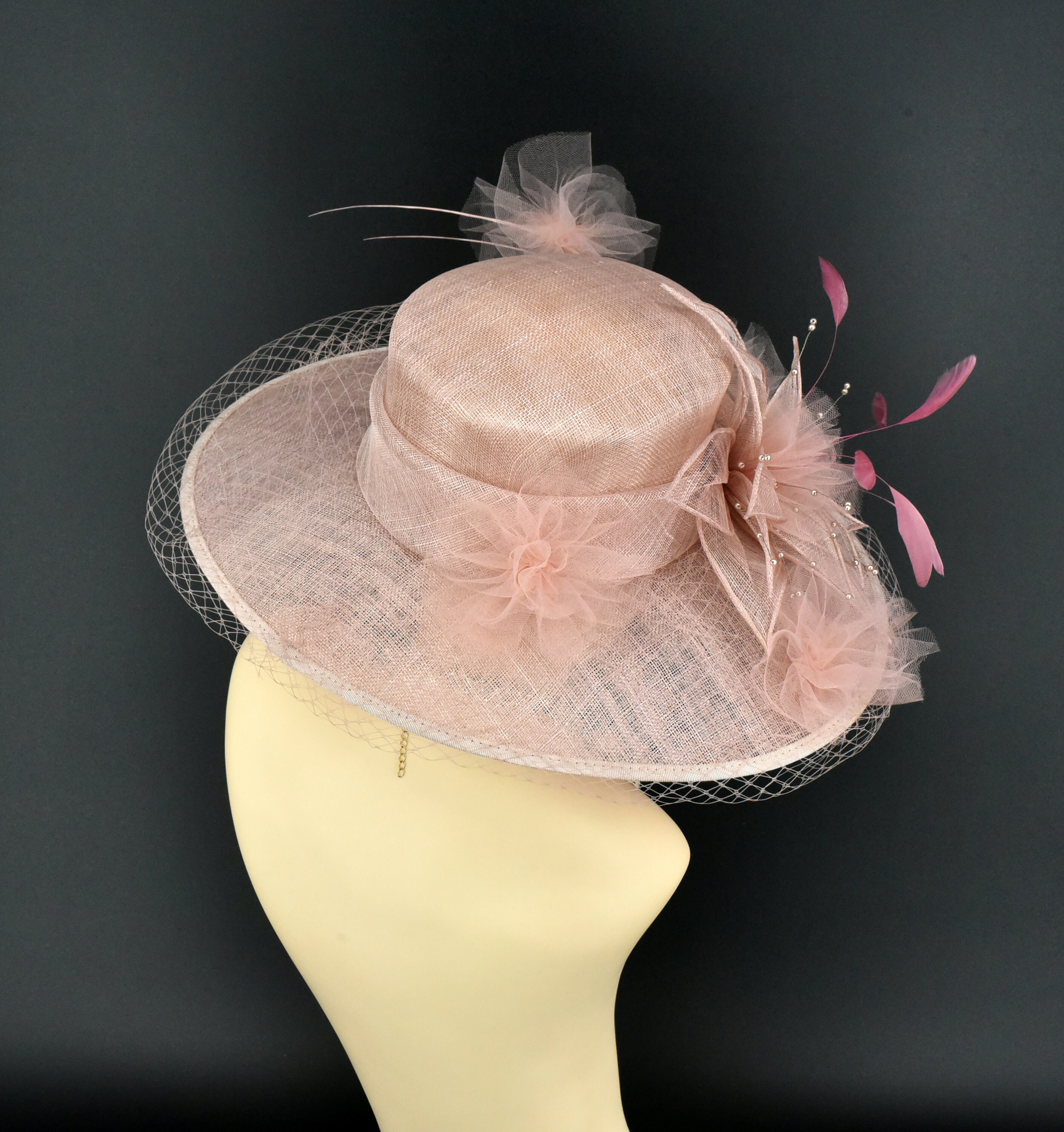 M489( Blush Pink )kentucky Derby Hat Church Hat Wedding Hat  display picture 1