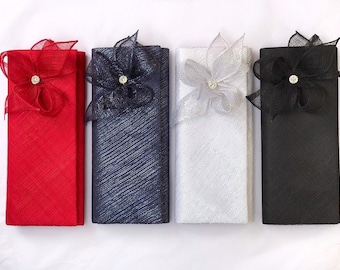 Sinamay Satin Clutch Bag, Wedding Clutch, Bridal Clutch, Purse, Chain Bag For Weddings, Ladies day, Formal event, Special occasion