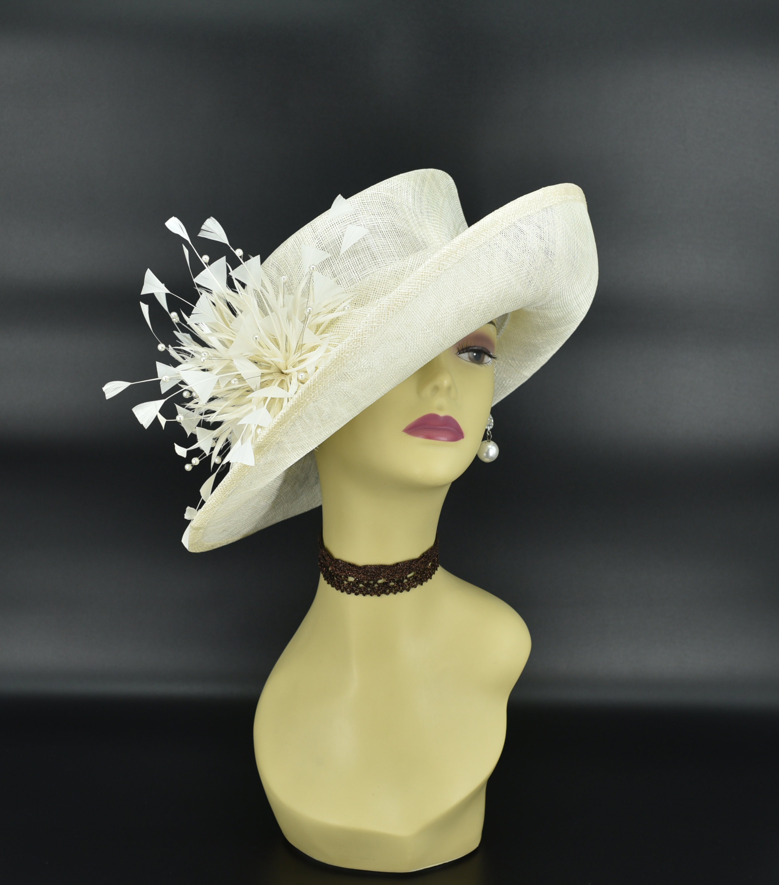 Forbusite White Satin Wide Brim Derby Church Wedding Hat w/ Oversized Bow
EUC M23157 ( White ) Kentucky Derby hat, Church hat, Wedding hat  main image 4