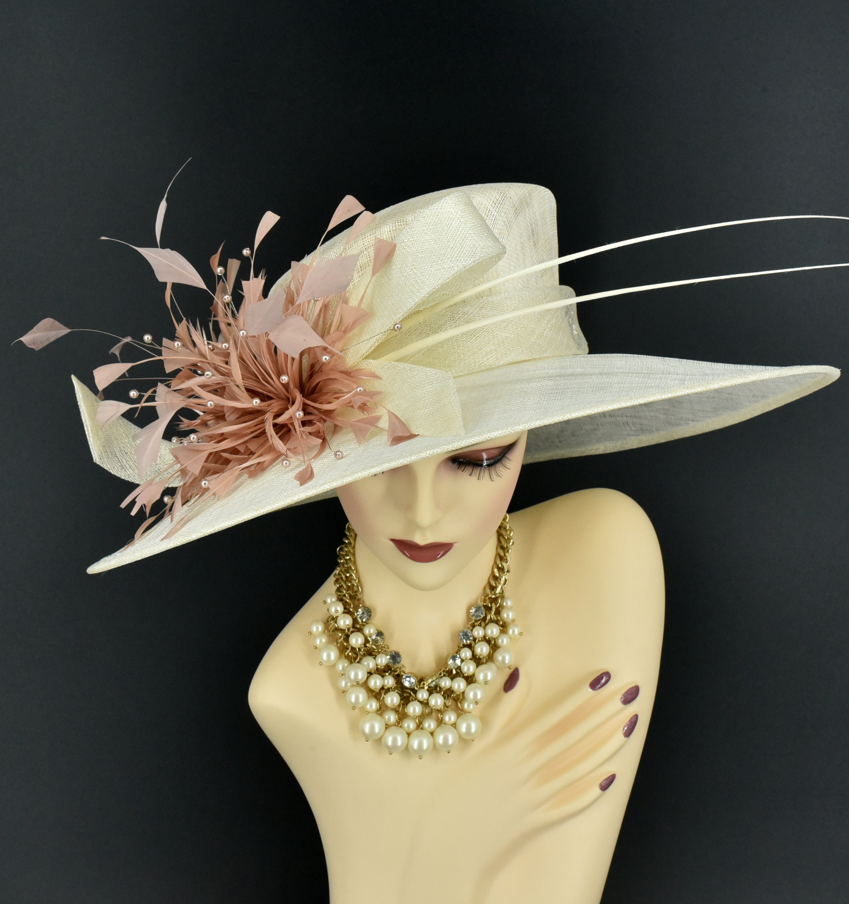 9642 Fascinators Pillbox Hat Sinamay Feather Flower Derby Ball Wedding Kentucky Derby Hat Fascinator Orange Sinamay Fascinator With  main image 4