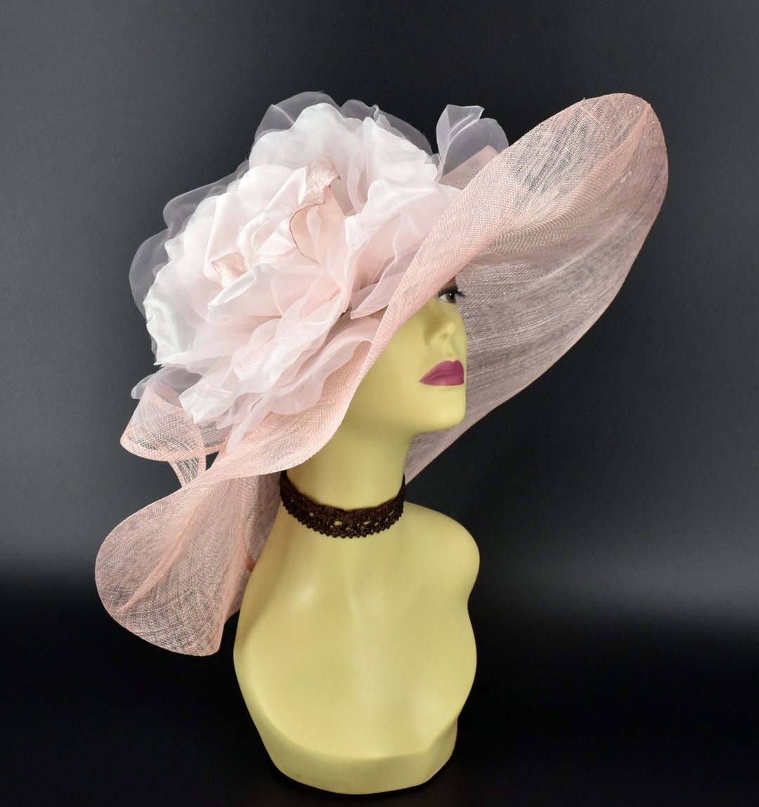 M509 Blush Pink Hat Kentucky Derby Hat, Church Hat, Wedding Hat, Tea Party Hat Jumbo 22 Silk
