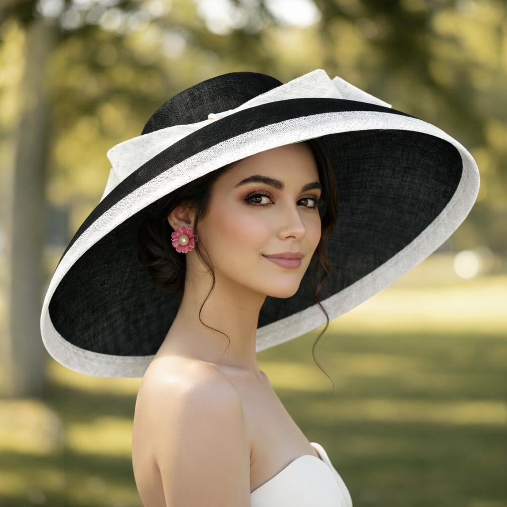 M22025 Black/white – Audrey Hepburn Hat | 19.75” Jumbo Wide-brim M22025 Black/white – Audrey Hepburn Hat | 19.75” Jumbo Wide-brim