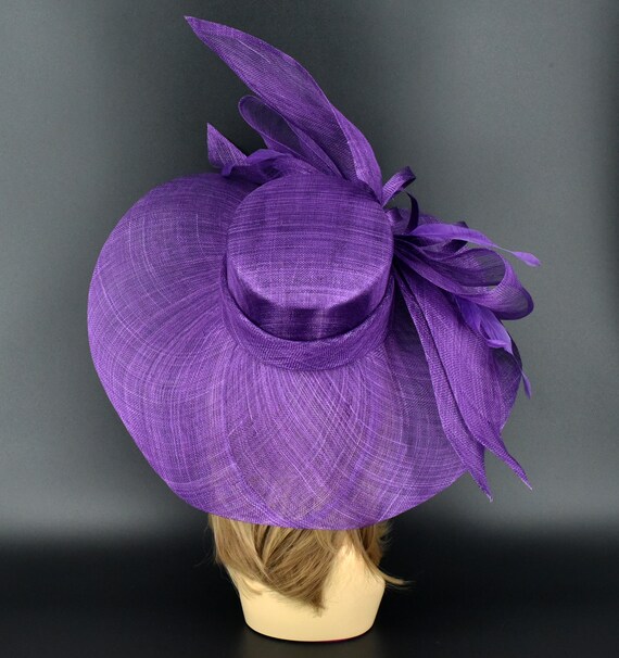 M23157 Purple Wide-brim Sinamay Hat With Jumbo Bow  display picture 2