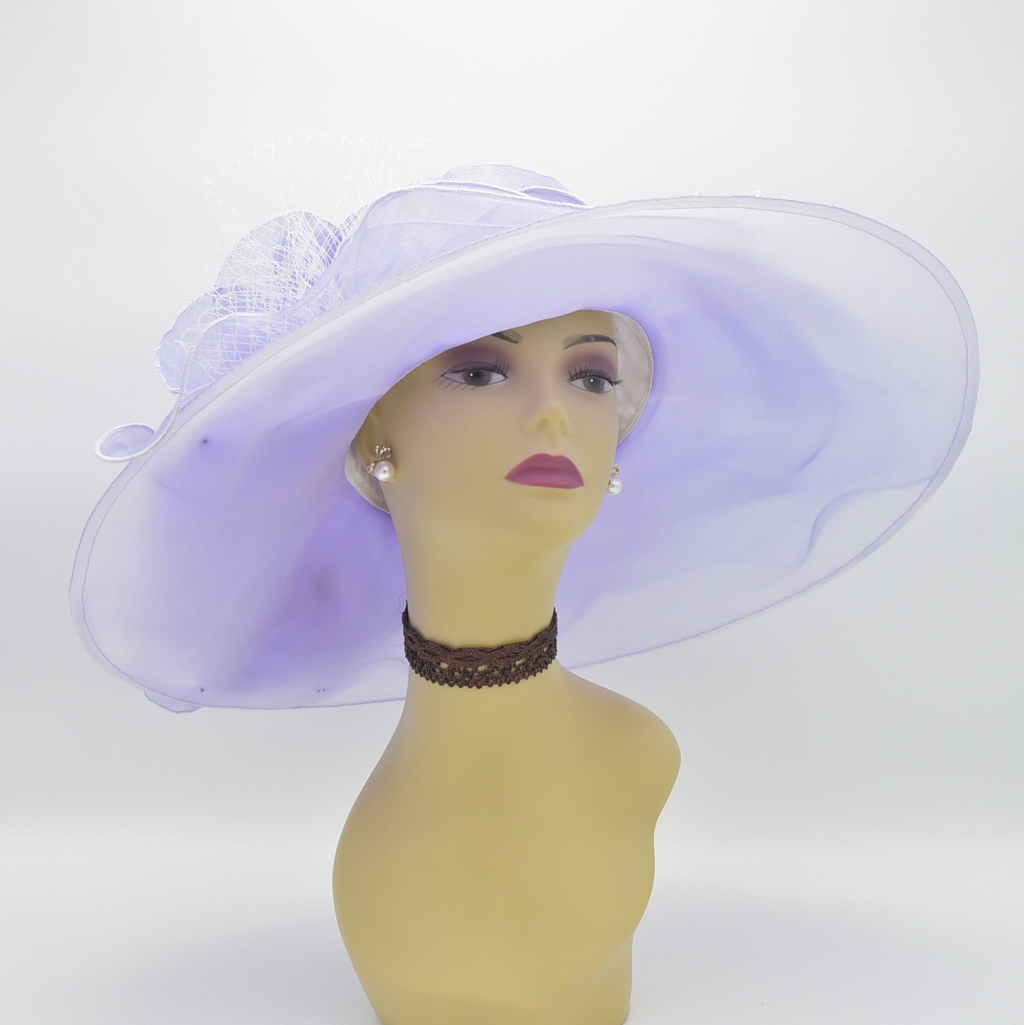 Lavender New Kentucky Derby Formal Church Hat M489V ( Purple hat )Kentucky Derby Hat, Church Hat, Wedding  main image 3