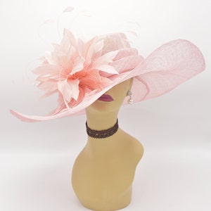 SD511(Blush Pink+More colors Options)Kentucky Derby Hat Church Hat Wedding Hat Easter Hat Tea Party Hat Floopy Wide Brim Woman's Sinamay Hat