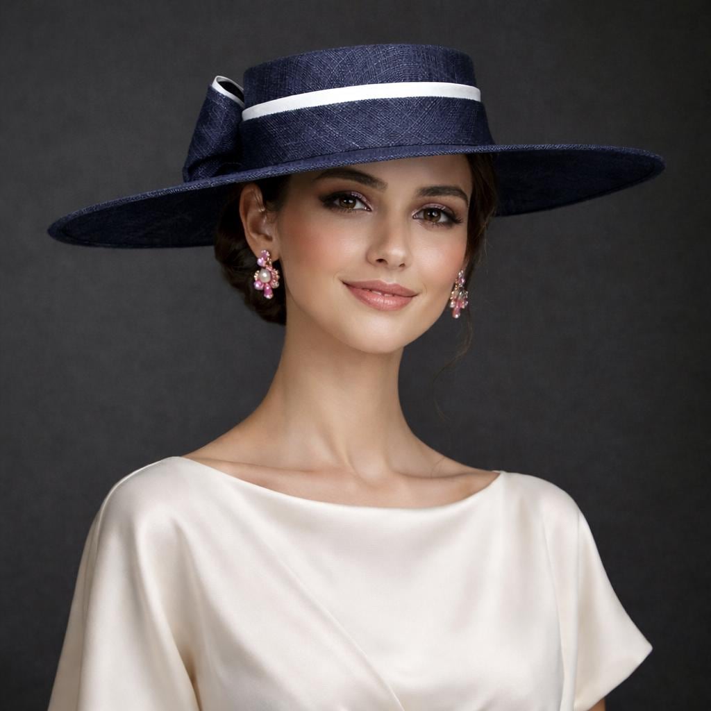 Kentucky Derby Navy Blue Wedding Formal Occasion Sinamay Fascinator Hat Headband M8123 ( Navy Blue ) Kentucky Derby, Wedding, Easter, Tea  main image 2
