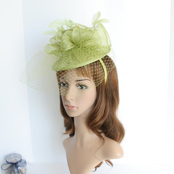 NEW Church Derby Wedding Sinamay w Feather Fascinator Cocktail Black 408