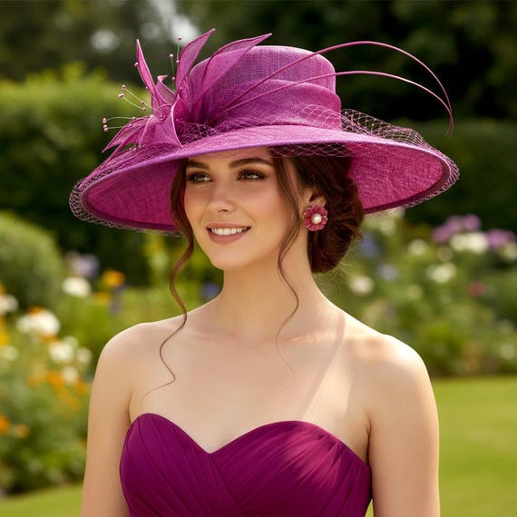 purple dress hats for women Purple Kentucky Derby Hat for Woman - Purple Wedding Fascinator - Purple Women's Hats for Wedding Guests - Purple and Black Hat for Races