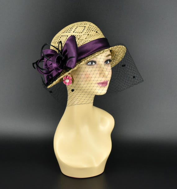 ED23 Vintage Straw Hat for Tea Parties, Vintage-themed  display picture 1