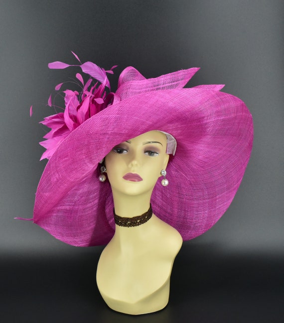 M22019F ( Fuchsia Hat ) Kentucky Derby Hat Church Hat  display picture 1