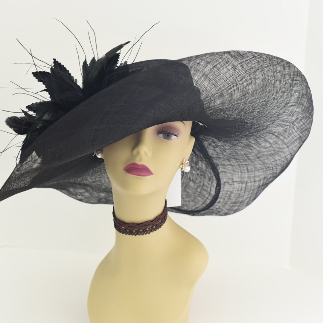 M508 ( Black Hat ) Kentucky Derby Hat, Church Hat, Wedding 