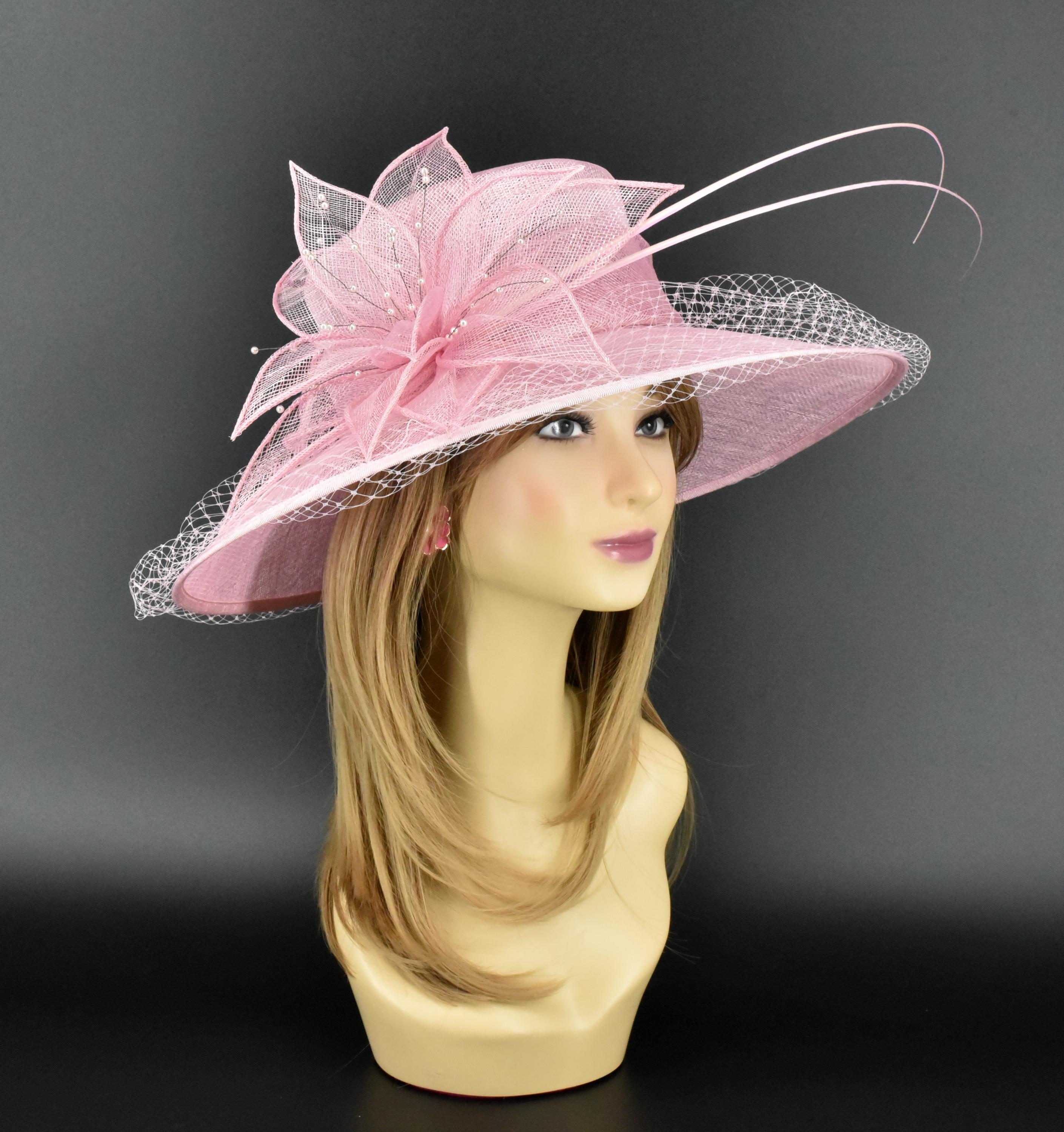 M489( Pink) Kentucky Derby Hat, Church Hat, Wedding Hat
