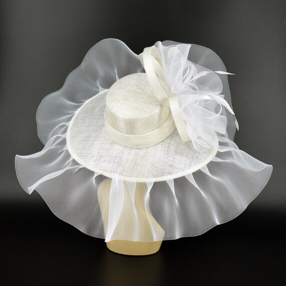 ME241 ( White ) Kentucky Derby Hat, Wedding Hat, Horse Race  display picture 1